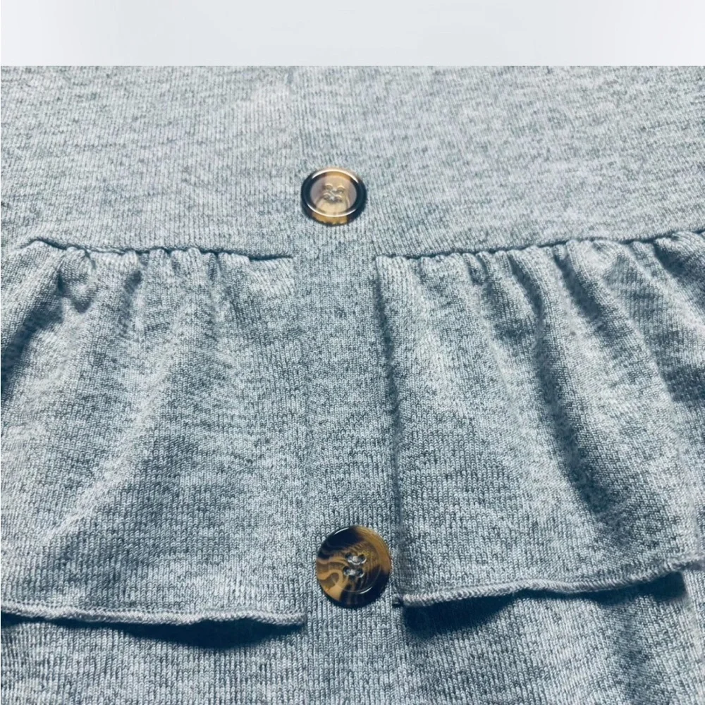 Gray/Blue  Ruffled Button-Down Top - Picture 3 of 5